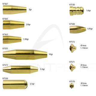 Corps en laiton poli - montage de cuillers - Ardent Pêche