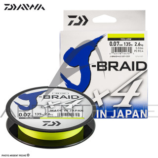 Tresse DAIWA J Braid X4 jaune 135m
