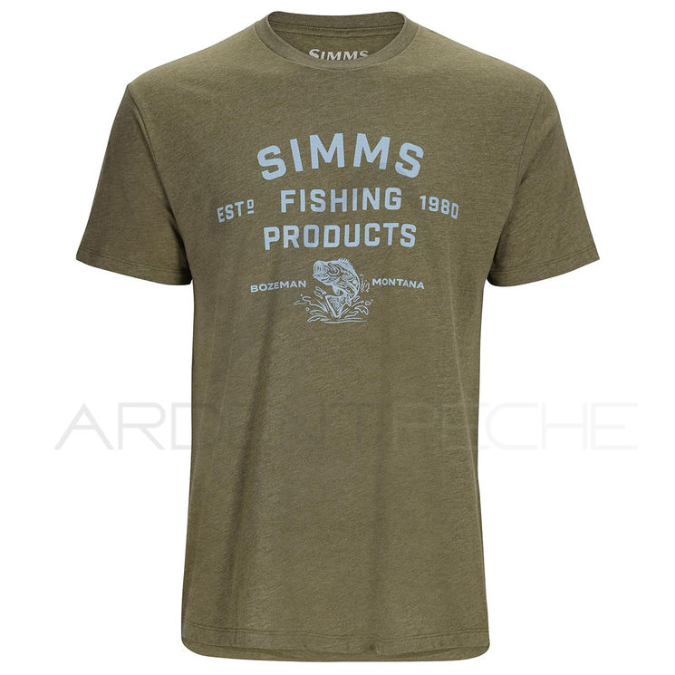 Tee shirt SIMMS Stacked Logo Bass T-Shirt Military Heather
